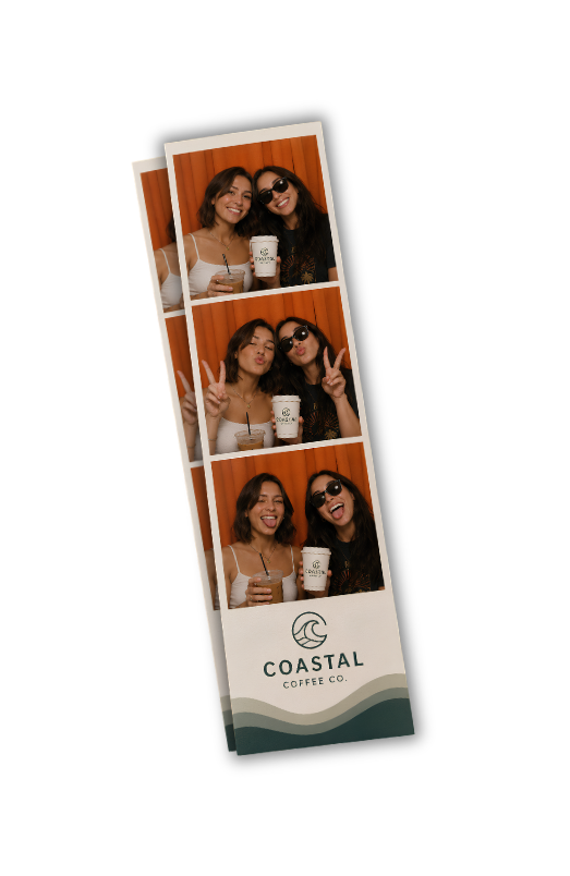A four frame color photo booth strip like the ones from a vintage photo booth in Miami