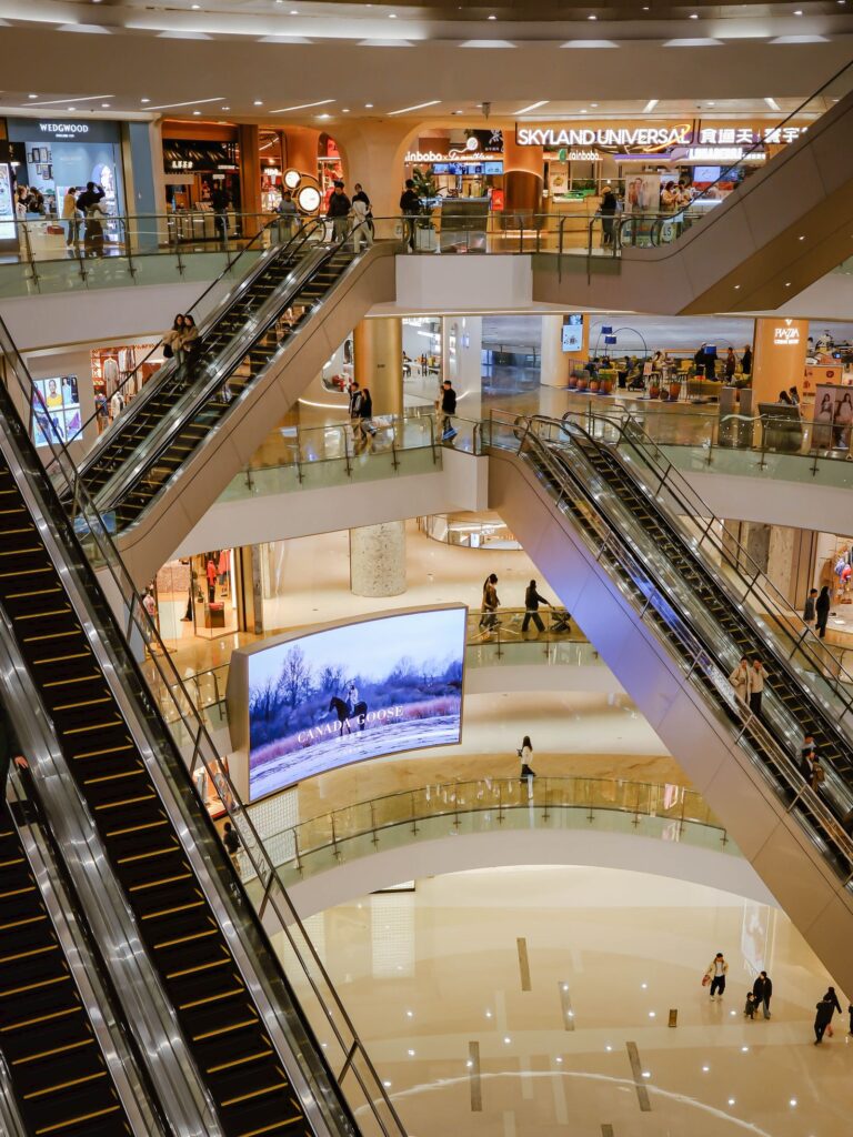 Busy multi-level shopping center, one of the best locations for vending machines in Florida