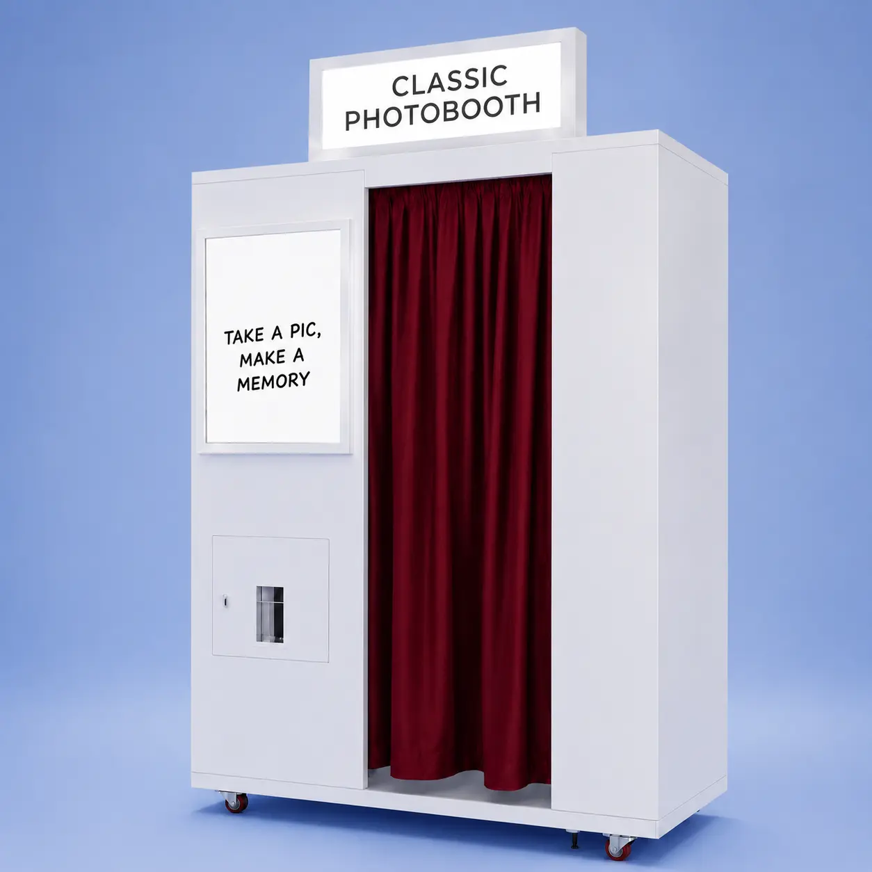 Classic white enclosed photo booth