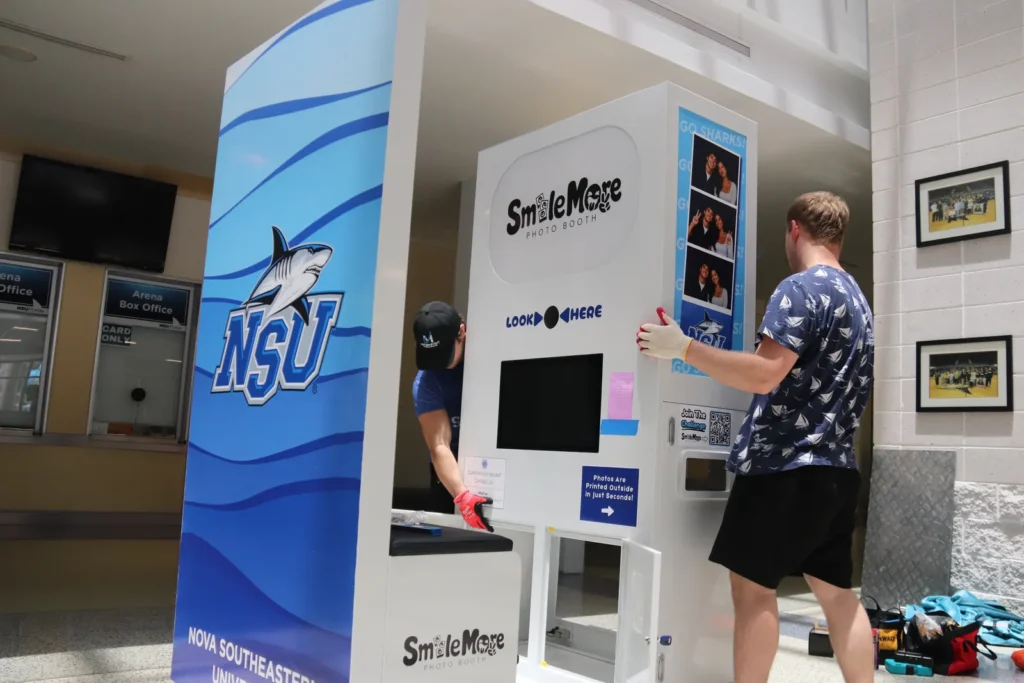 Permanent photo booth for business: final fit-out on install day at NSU