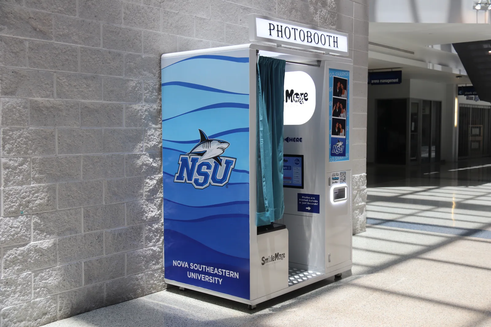 SmileMore photo booth in the Don Taft University Center lobby