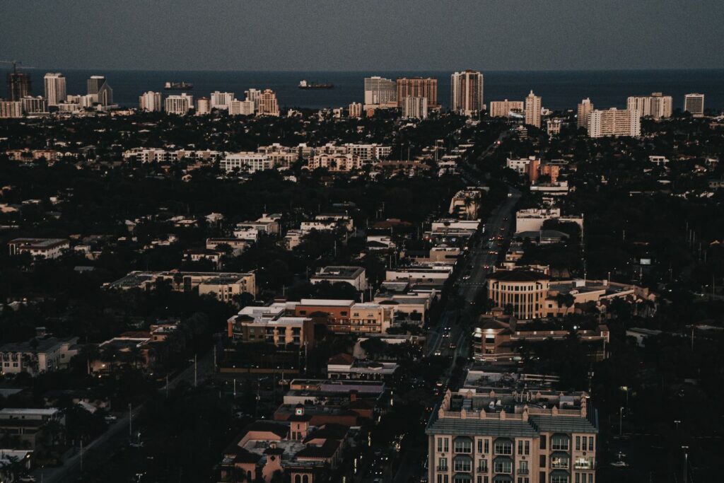 Aerial view of Fort Lauderdale, where buyers look for a photo booth for sale in Florida
