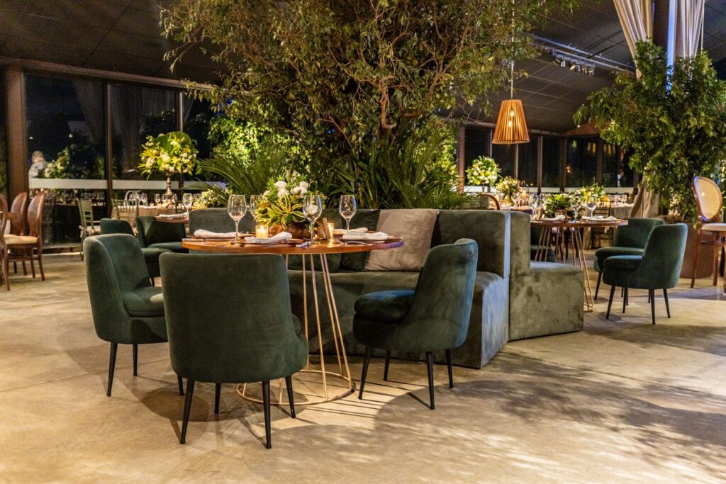 Modern restaurant interior with an open corner ready for a photo booth install