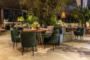 Modern restaurant interior with an open corner ready for a photo booth install